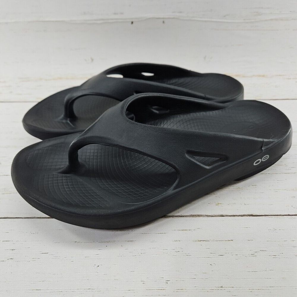 OOFOS OOriginal Womens Size 10 Sandals Black Thong Recovery Flip Flops Support‎